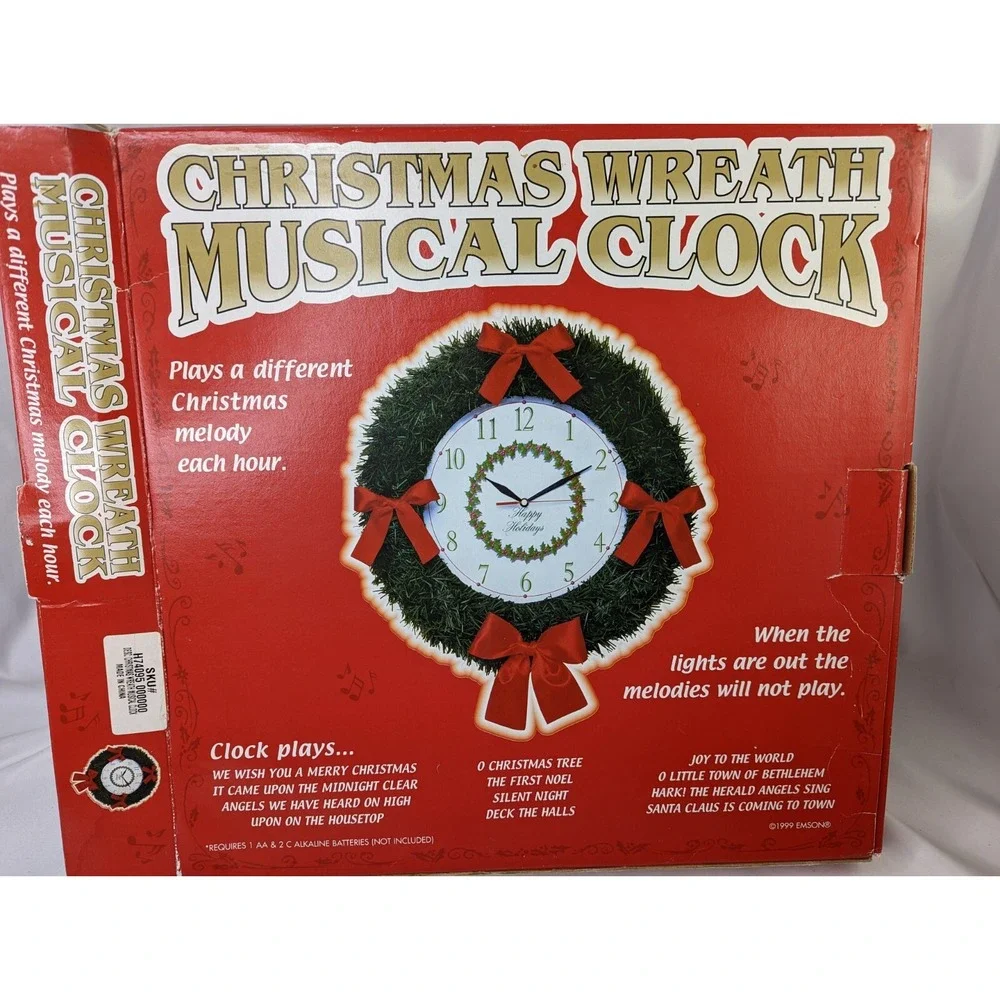 Christmas Wreath Musical Clock Emson‎ 1999 Works